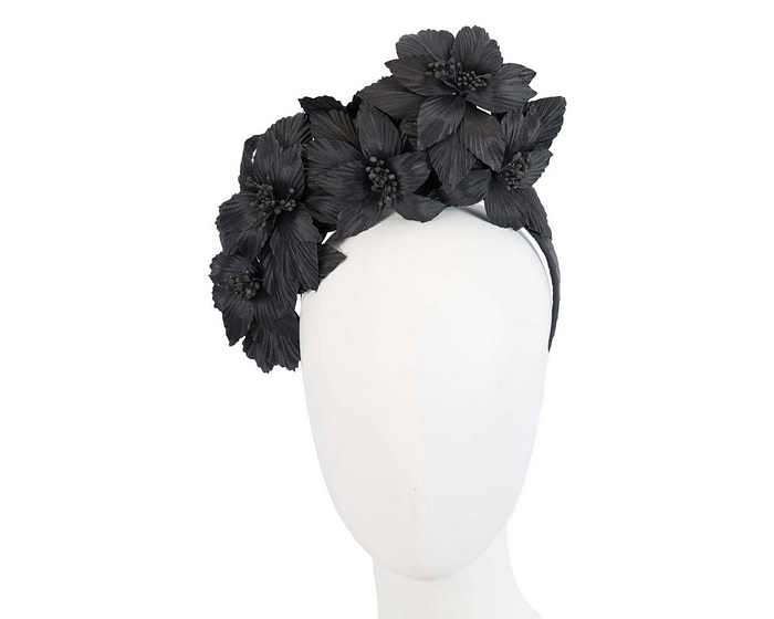 Sculptured black flower fascinator headband - Cheap Fascinators