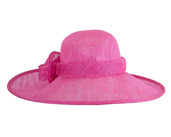 Wide brim fuchsia sinamay racing hat - Cheap Fascinators