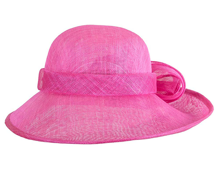 Wide brim fuchsia sinamay racing hat - Cheap Fascinators