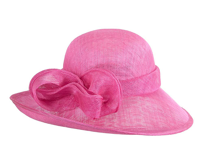 Wide brim fuchsia sinamay racing hat - Cheap Fascinators