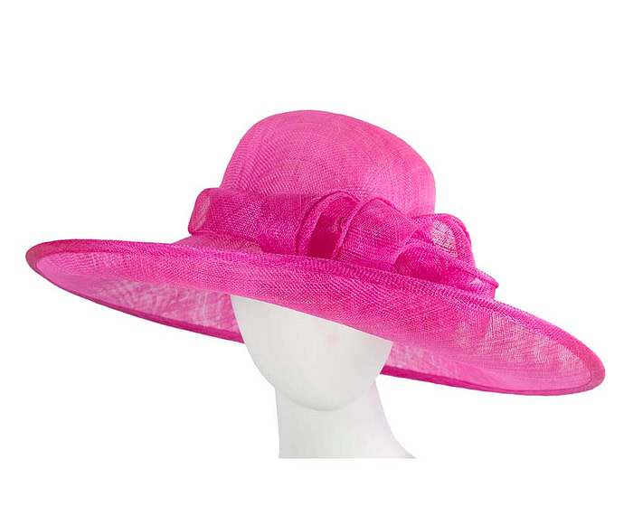 Wide brim fuchsia sinamay racing hat - Cheap Fascinators