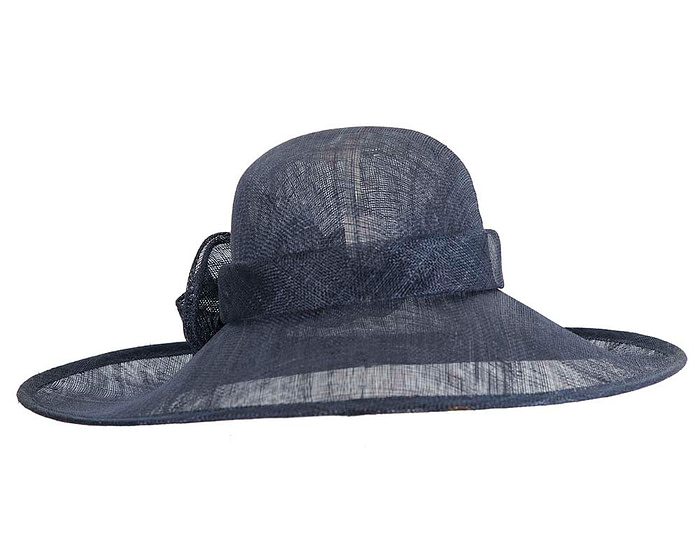 Wide brim navy sinamay racing hat - Cheap Fascinators