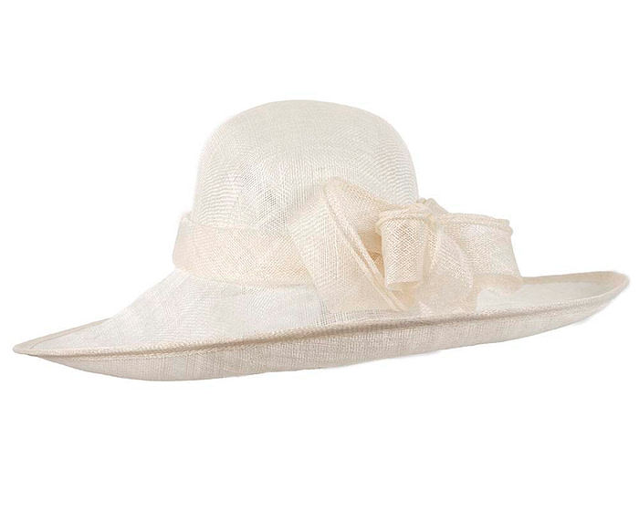 Wide brim off-white sinamay racing hat - Cheap Fascinators