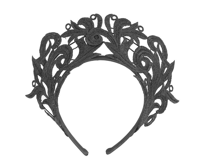 Black lace crown fascinator headband - Cheap Fascinators