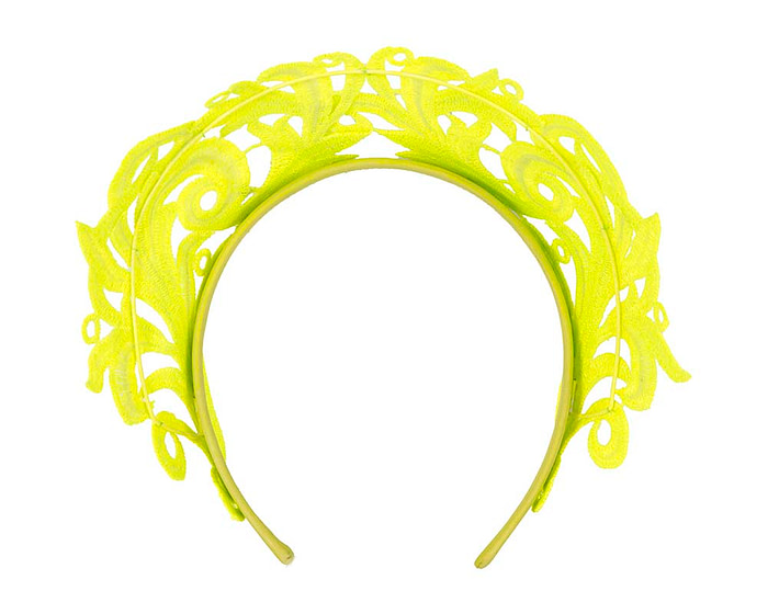 Fluro lime lace crown fascinator headband - Cheap Fascinators