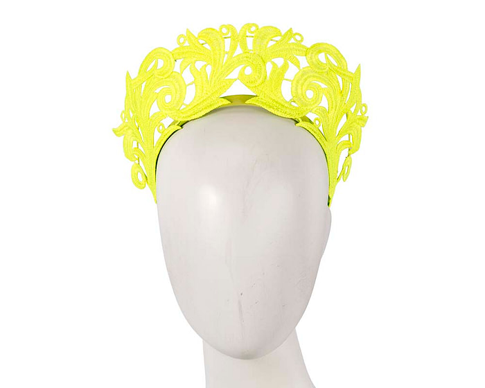 Fluro lime lace crown fascinator headband - Cheap Fascinators