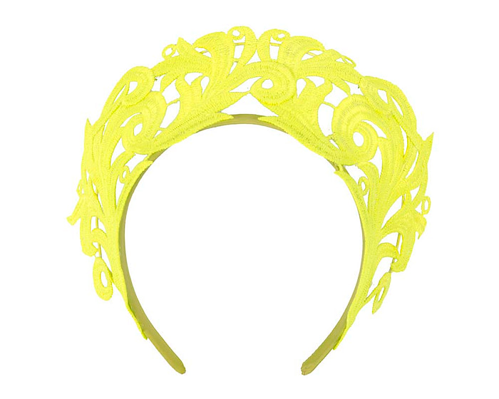 Fluro lime lace crown fascinator headband - Cheap Fascinators