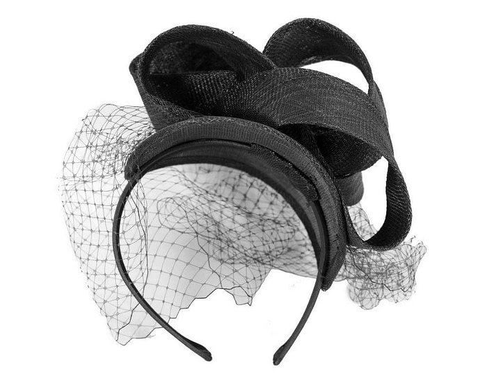 Black sinamay fascinator with face veil - Cheap Fascinators