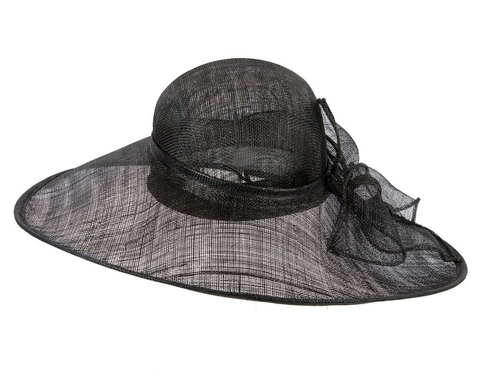 Wide brim black sinamay racing hat - Cheap Fascinators