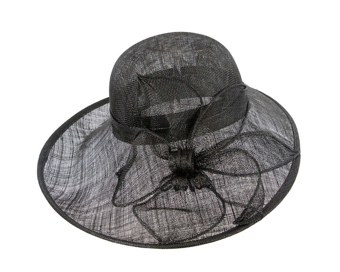 Wide brim black sinamay racing hat - Cheap Fascinators