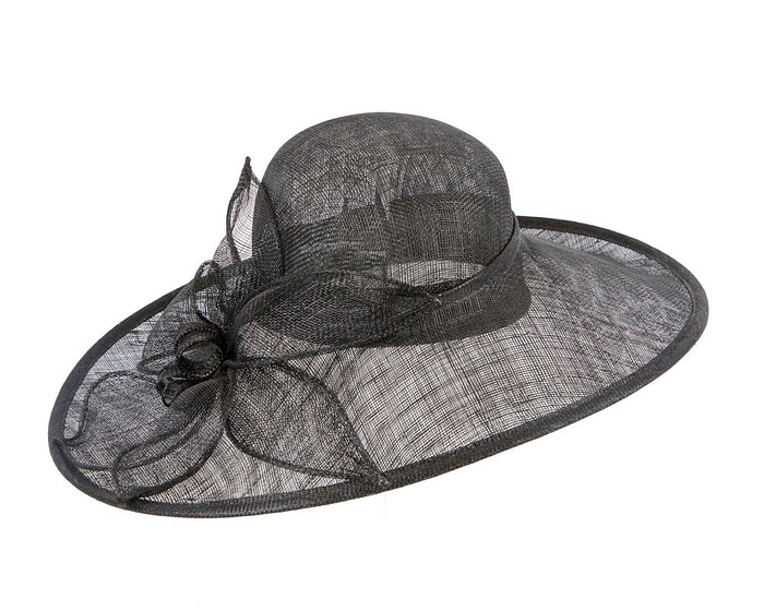 Wide brim black sinamay racing hat - Cheap Fascinators