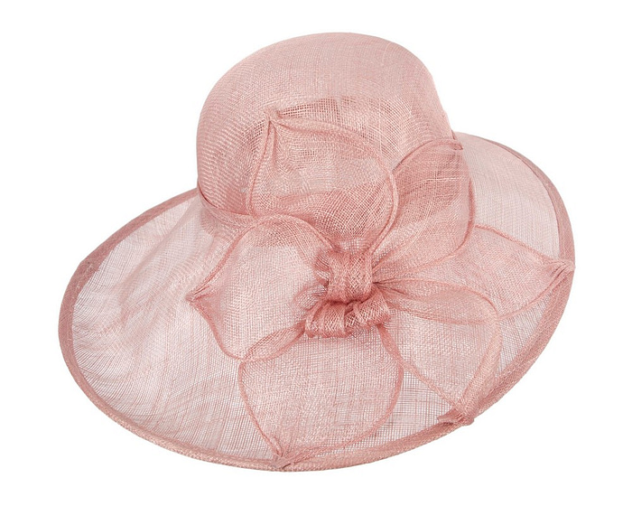 Wide brim dusty pink sinamay racing hat - Cheap Fascinators