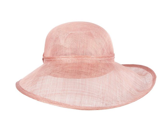 Wide brim dusty pink sinamay racing hat - Cheap Fascinators