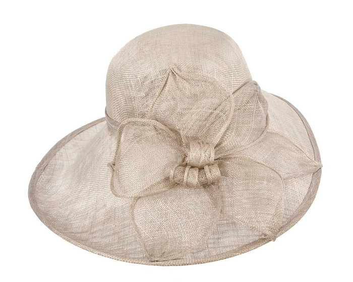 Wide brim silver sinamay racing hat - Cheap Fascinators