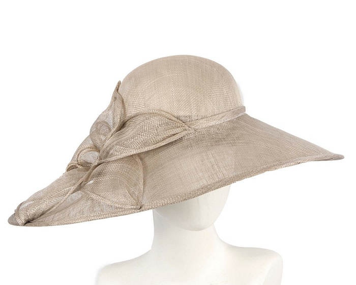 Wide brim silver sinamay racing hat - Cheap Fascinators