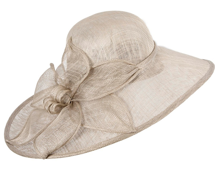 Wide brim silver sinamay racing hat - Cheap Fascinators