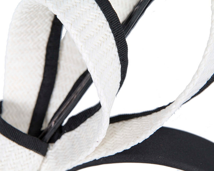 Large white & black loops with feather by Max Alexander - Cheap Fascinators