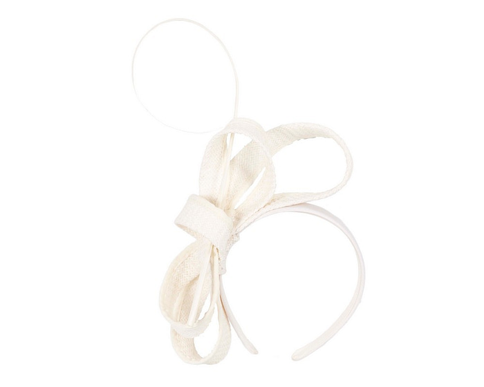 Large white loops with feather by Max Alexander - Cheap Fascinators