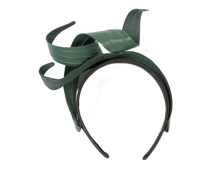 Sculptured dark green leather fascinator - Cheap Fascinators