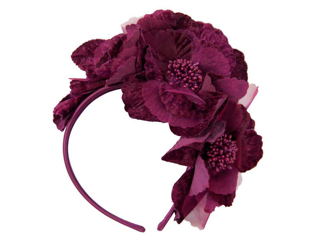 Wine Flower Headband Fascinator - Fascinators.com.au