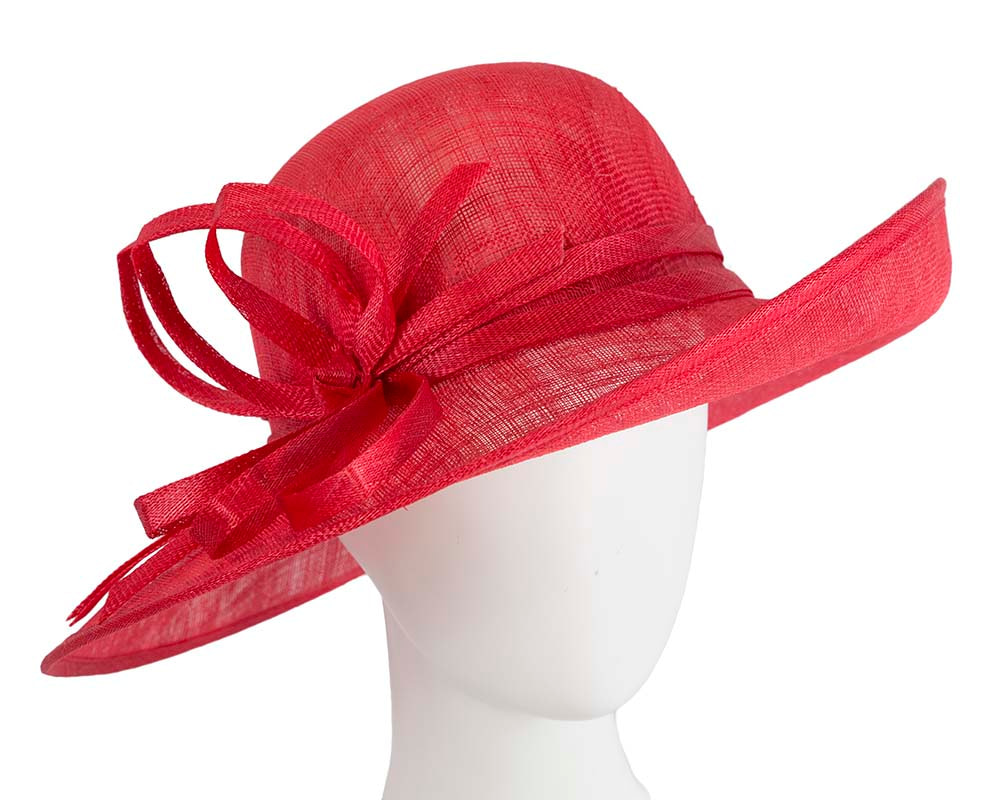 Wide Brim Red Racing Hat By Max Alexander - Fascinators.com.au