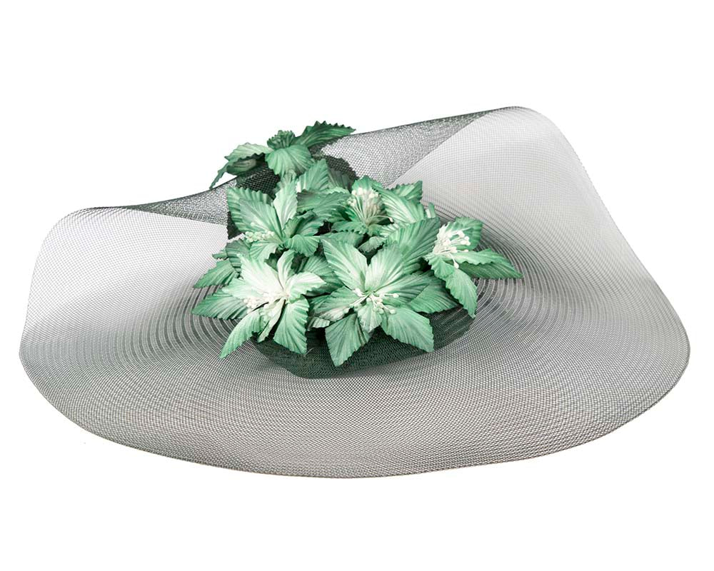 Large Wide Brim Dark Green Hat By Fillies Collection