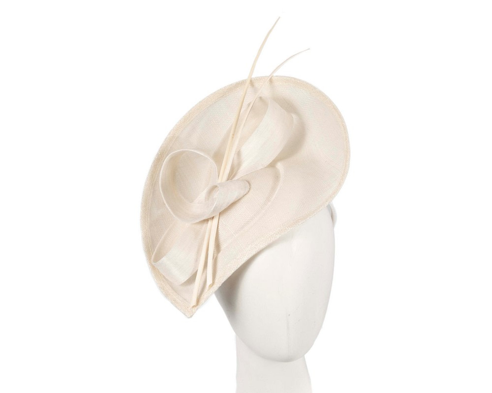 Cream Fascinator With Bow And Feathers