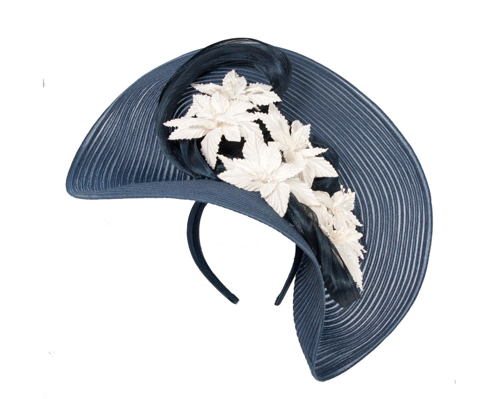 Large Navy & Cream Fascinator By Fillies Collection
