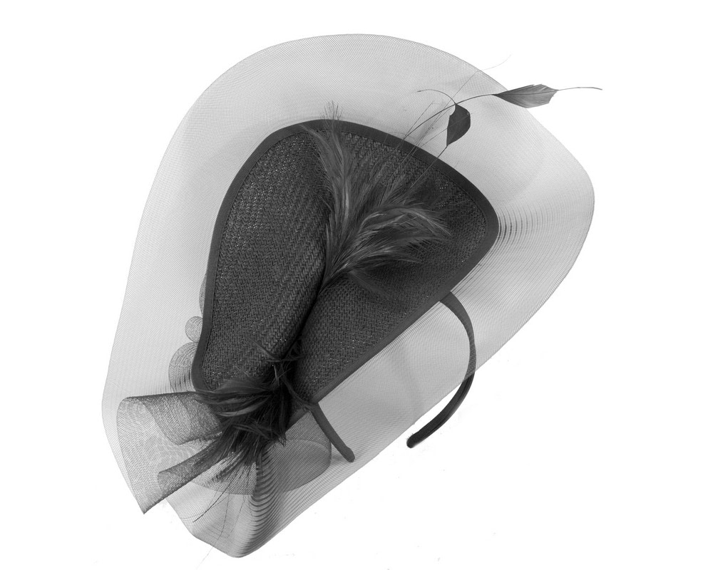 Large Black Fascinator With Feathers By Fillies Collection