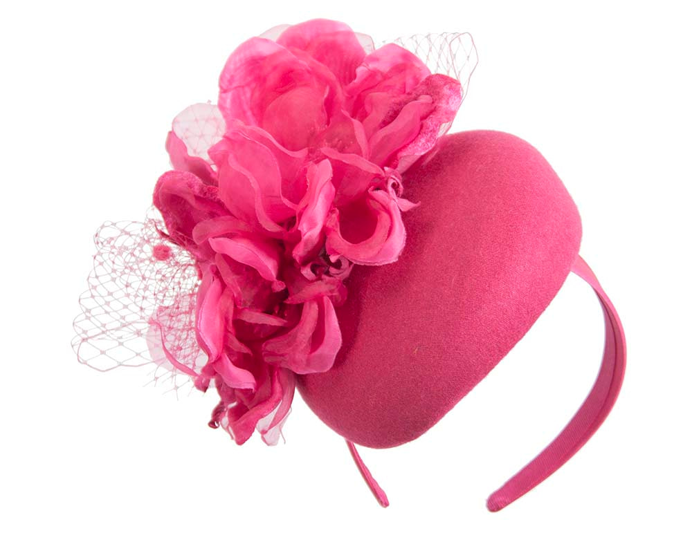 Fuchsia Winter Pillbox Fascinator With Flower By Fillies Collection 