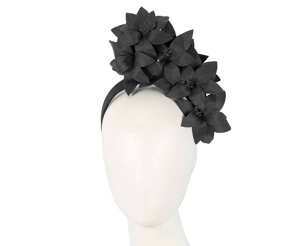 black leather fascinator