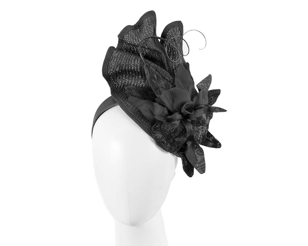 Black Fascinator With Flower