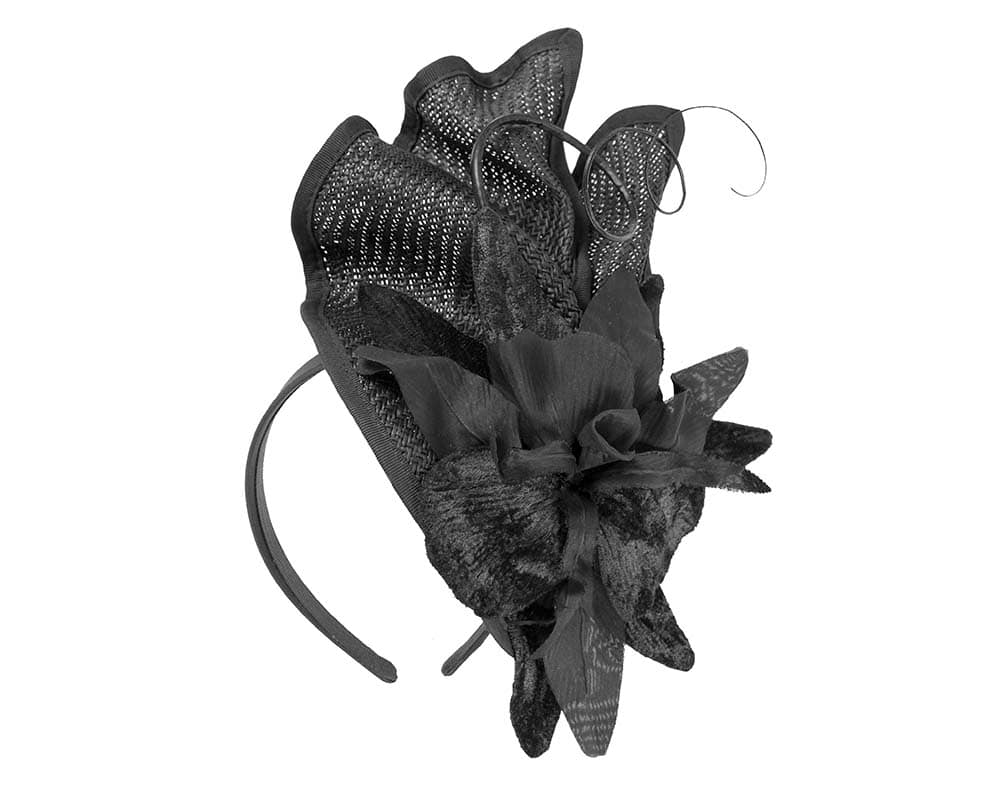 Black Fascinator With Flower