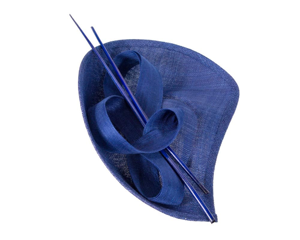 Royal Blue Fascinator With Bow And Feathers