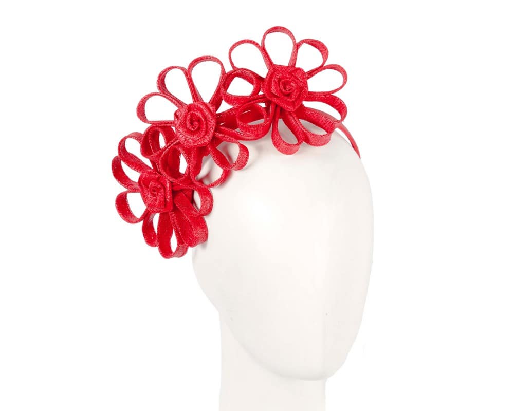 Red Flower Fascinator By Max Alexander