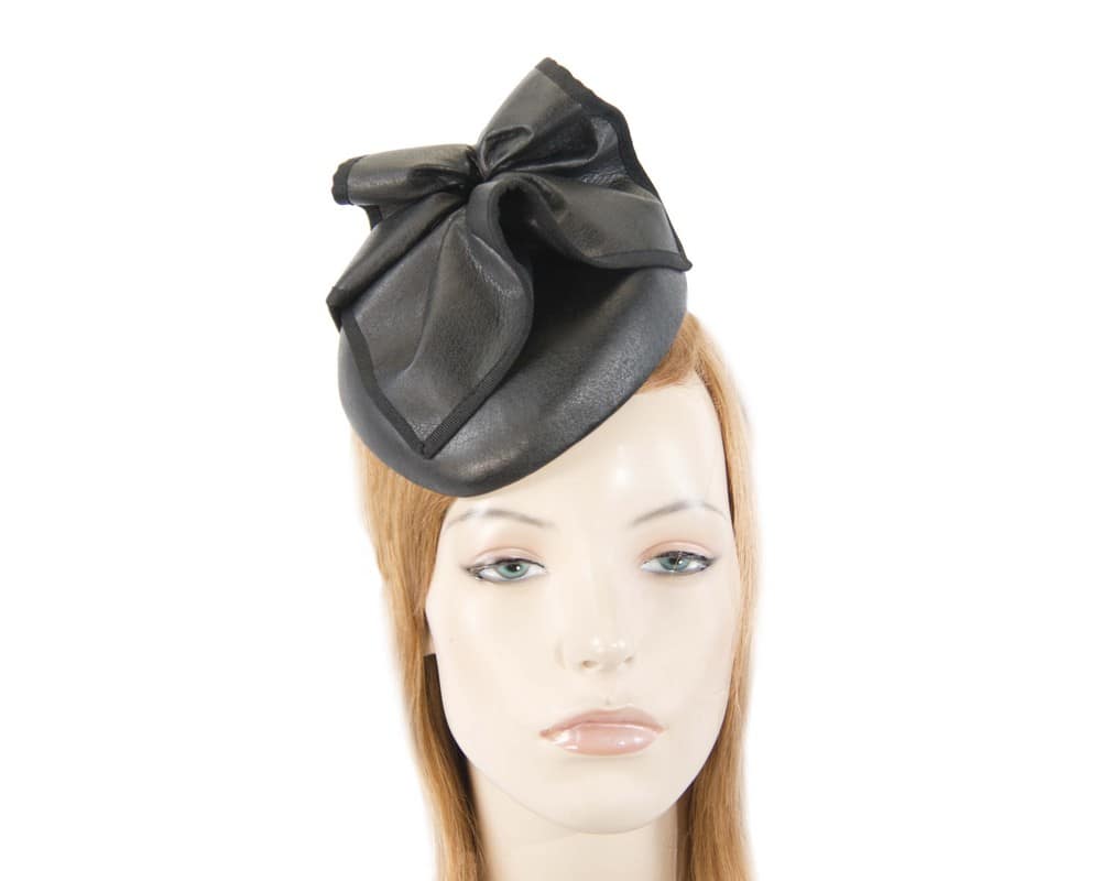 Black leather pillbox fascinator by Max Alexander Fascinators Online