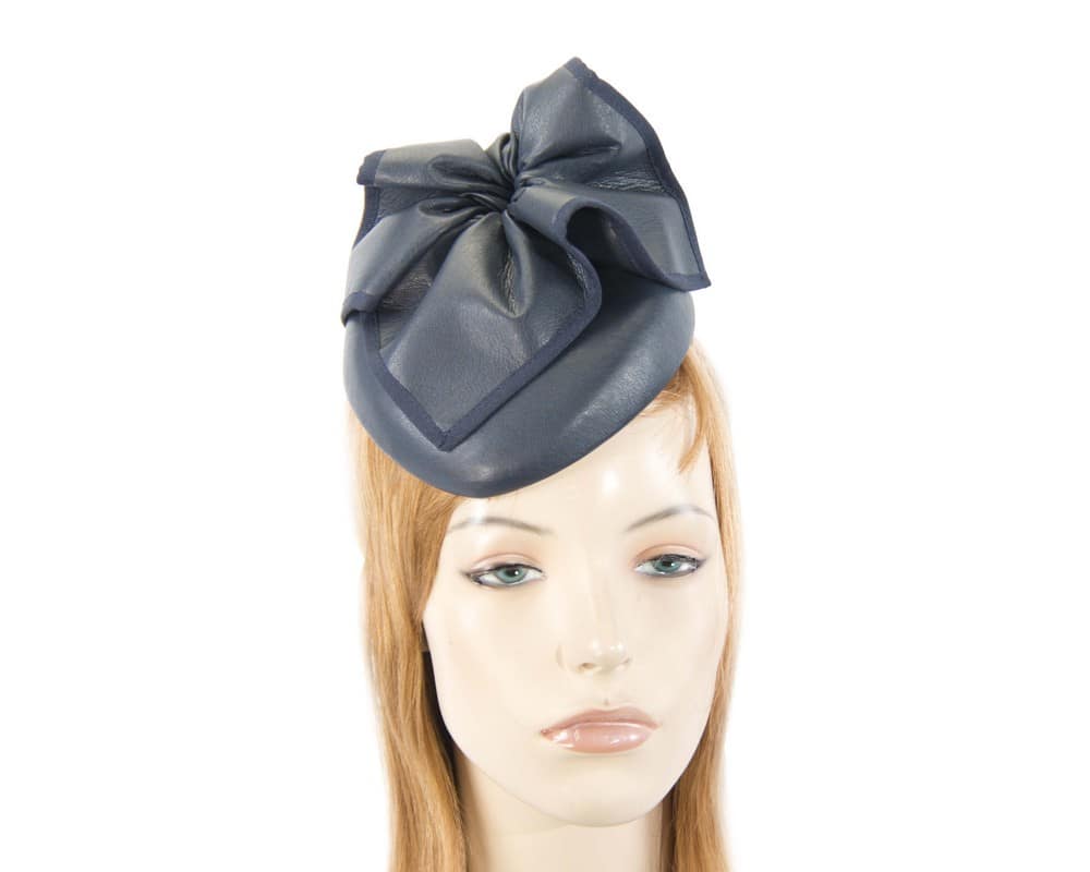 Navy leather pillbox fascinator by Max Alexander Fascinators Online