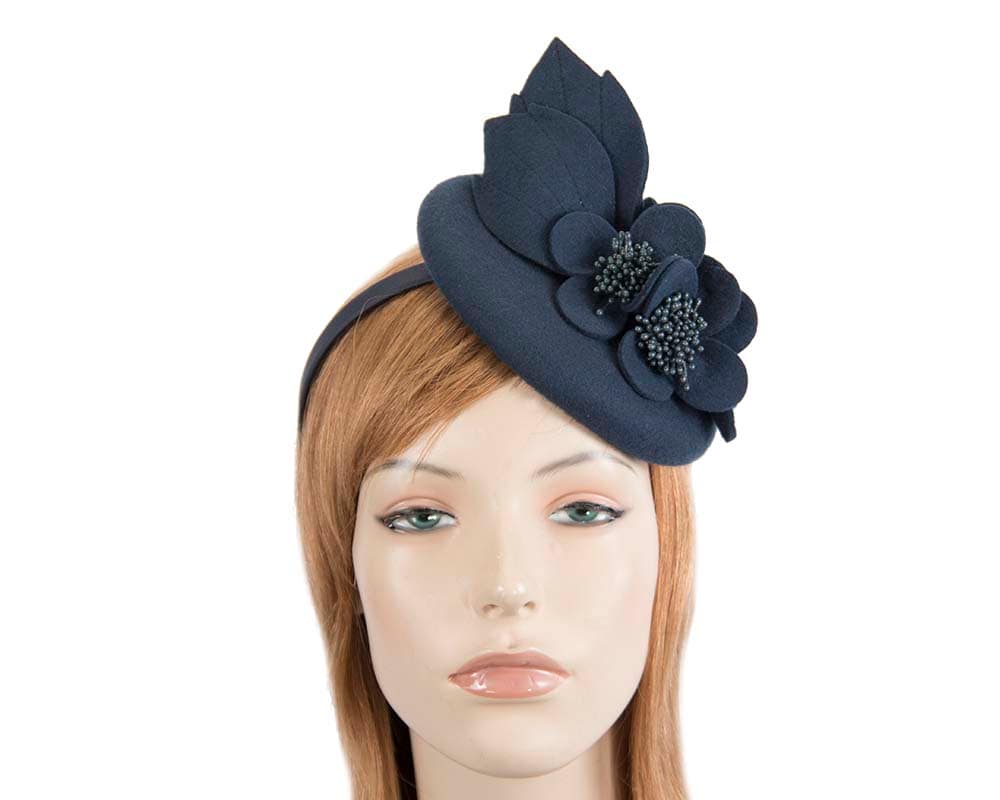 Navy felt winter pillbox fascinator by Max Alexander Fascinators Online
