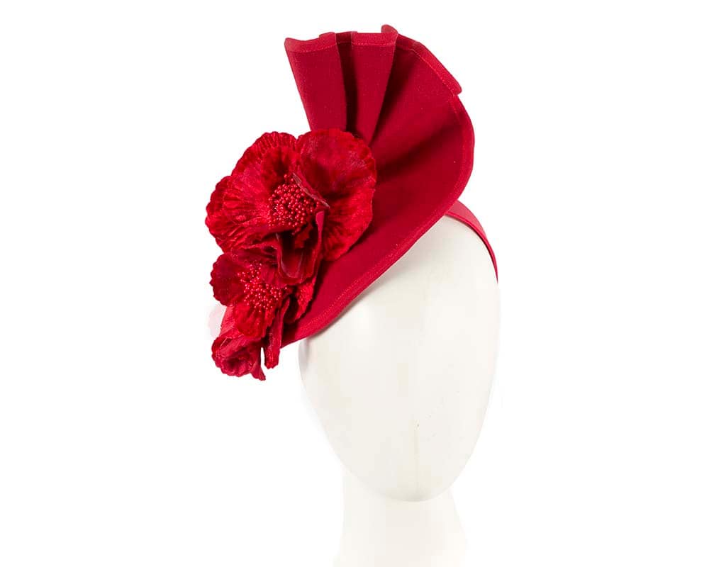 Red felt winter racing fascinator Fascinators Online