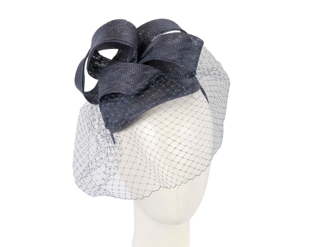 Navy fascinator with face veil by Max Alexander Fascinators Online