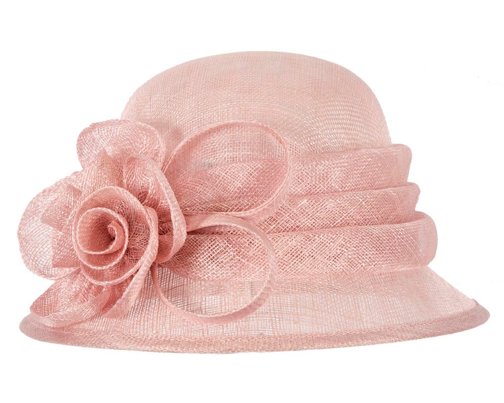 Dusty pink cloche racing hat by Max Alexander Fascinators Online