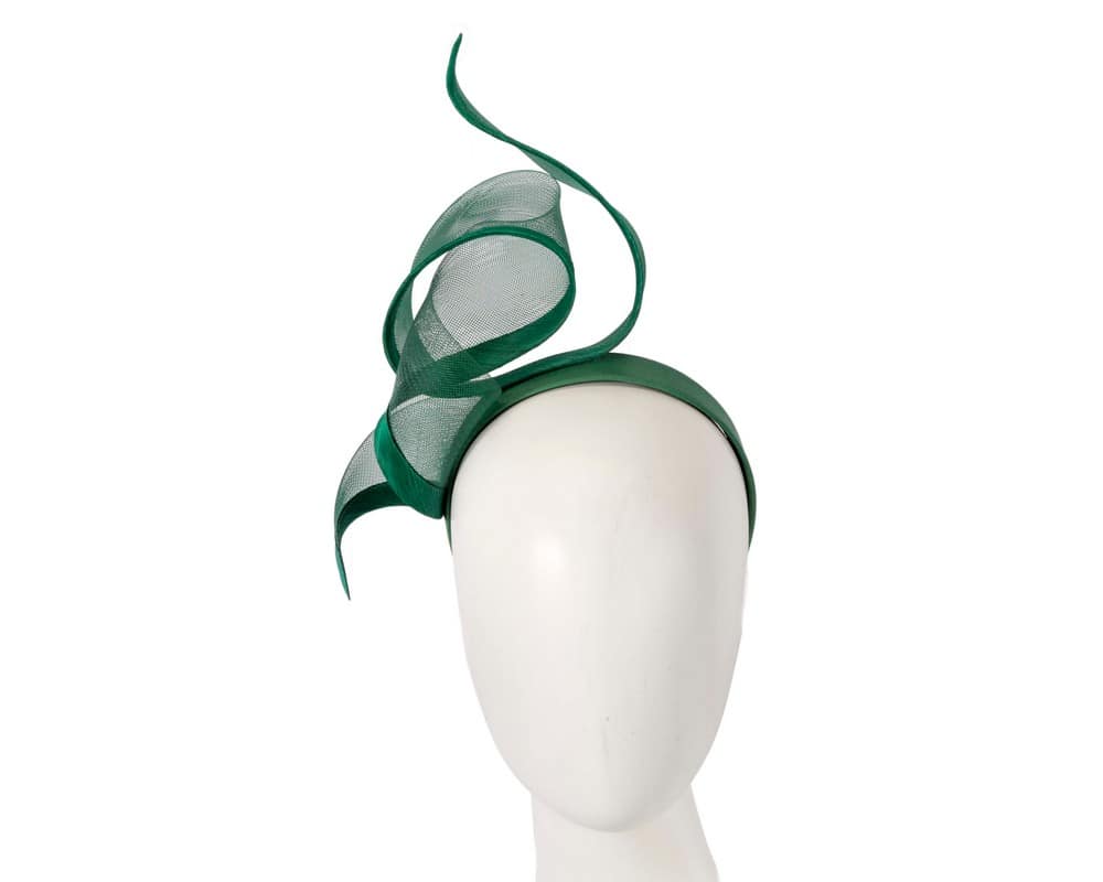 Twisted dark green racing fascinator by Fillies Collection