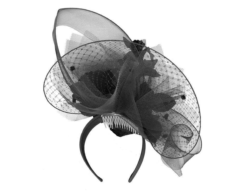 Bespoke black fascinator by Fillies Collection Fascinators Online